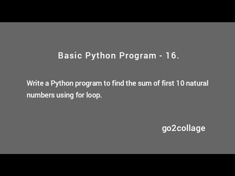 Ep 16 Language Python Basic Program I Go2collage