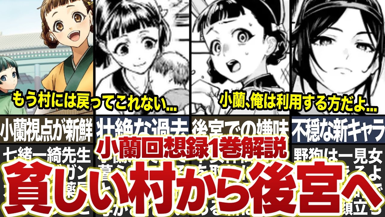 【薬屋のひとりごと】小蘭回想録1巻解説！！小蘭視点の後宮生活が新鮮かつ悲惨すぎる！？【ゆっくり解説】 #薬屋のひとりごと #猫猫 #壬氏