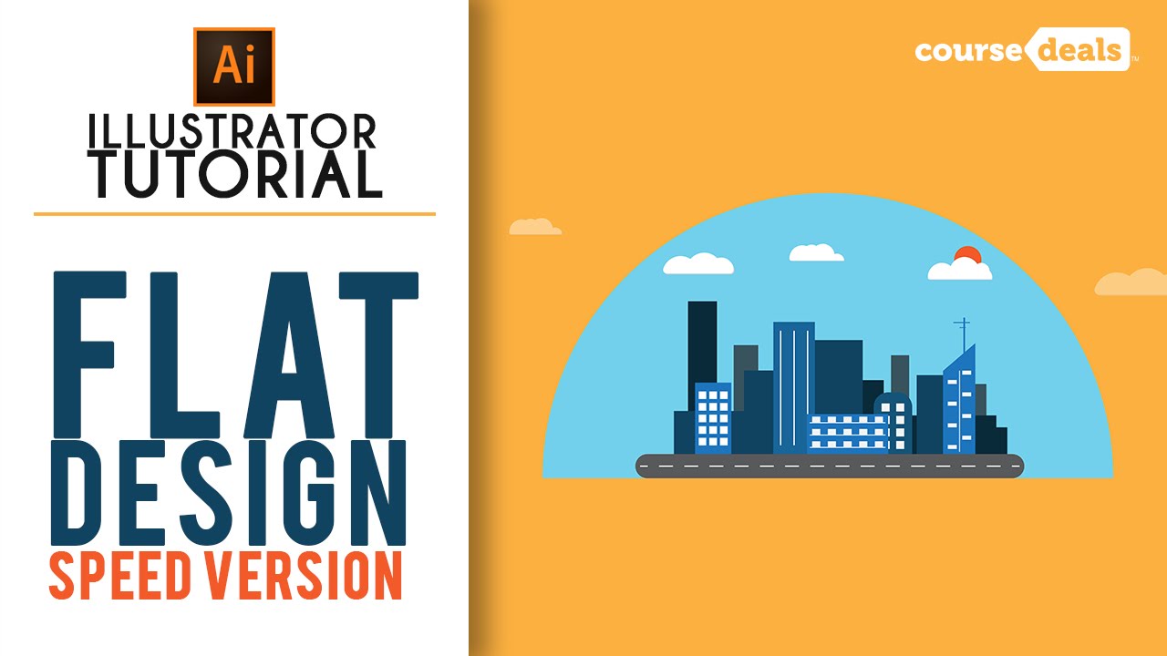 Flat Design City Building Speed Tutorial  | Illustrator Tutorials | Course Deals