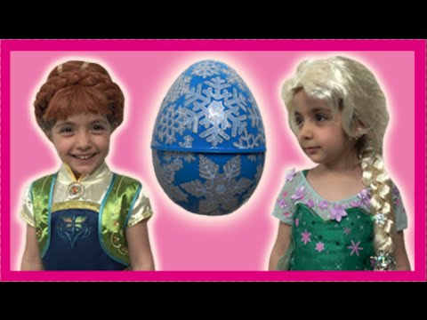 Elsa & Anna's Giant Surprise Egg Opening + Olaf & Kristoff Toys - Princesses In Real Life