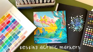 Unboxing & testing acrylic markers on a cardboard canvas