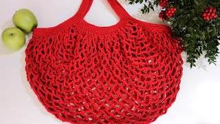 Tığ ile Örgü File Alışveriş Çantası Yapımı / Crochet Market Bag Tutori