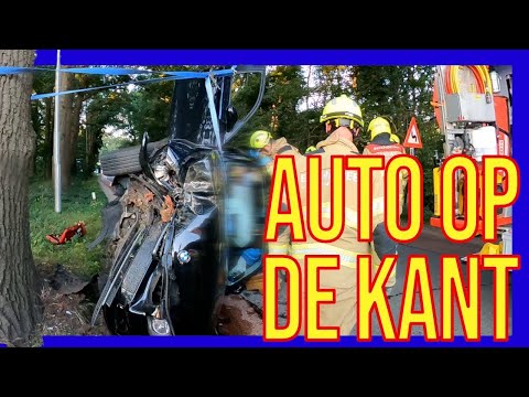 Auto op zijn kant - VOLUNTEERS DUTCH FIREFIGHTERS -