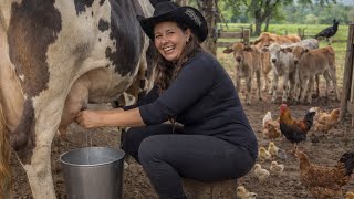 She became a widow and runs the farm alone.