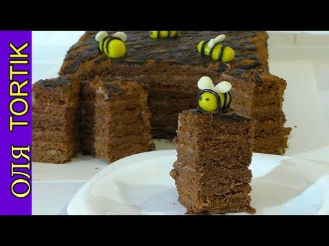Шоколадный МЕДОВИК со сметанным кремом и орехами Простой рецепт /// Olya Tortik Домашний Кондитер