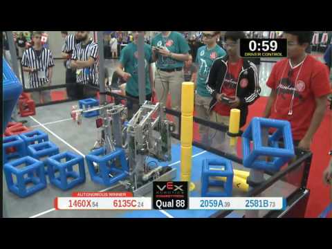 2015 VRC Tech Q88 - 1460X 6135C vs 2059A 2581B - 84 to 29 - VEX Worlds 2015 - Technology Division