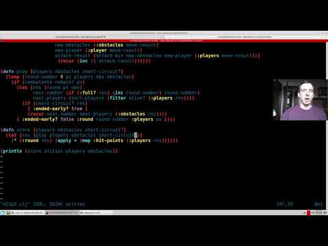 Advent of Code Day 15 Pt. 2 in Clojure (2018)