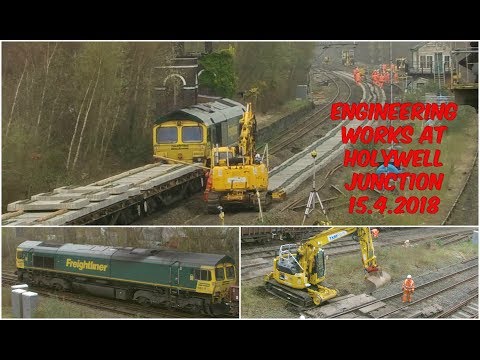 Holywell Junction 15.4.2018 - engineering works - Freightliner Class 66 - ontrack plant
