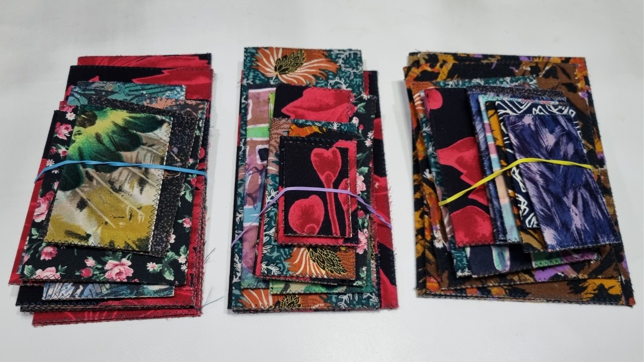 Fabric scraps & food packaging notebooks #GiveAScrap