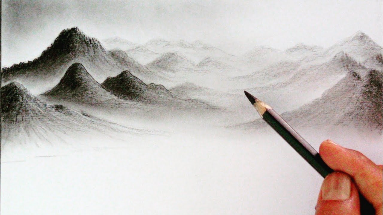 How to draw mountains by pencils with easy ways.