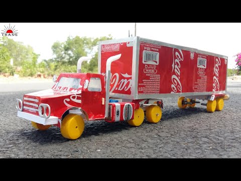 How to make Container Truck from Coca Cola cans | 100% running Video