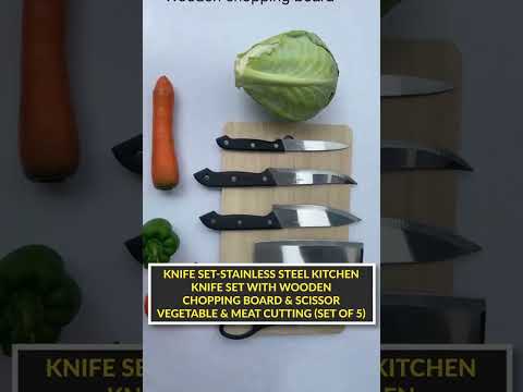Wooden Chopping Board With Knife