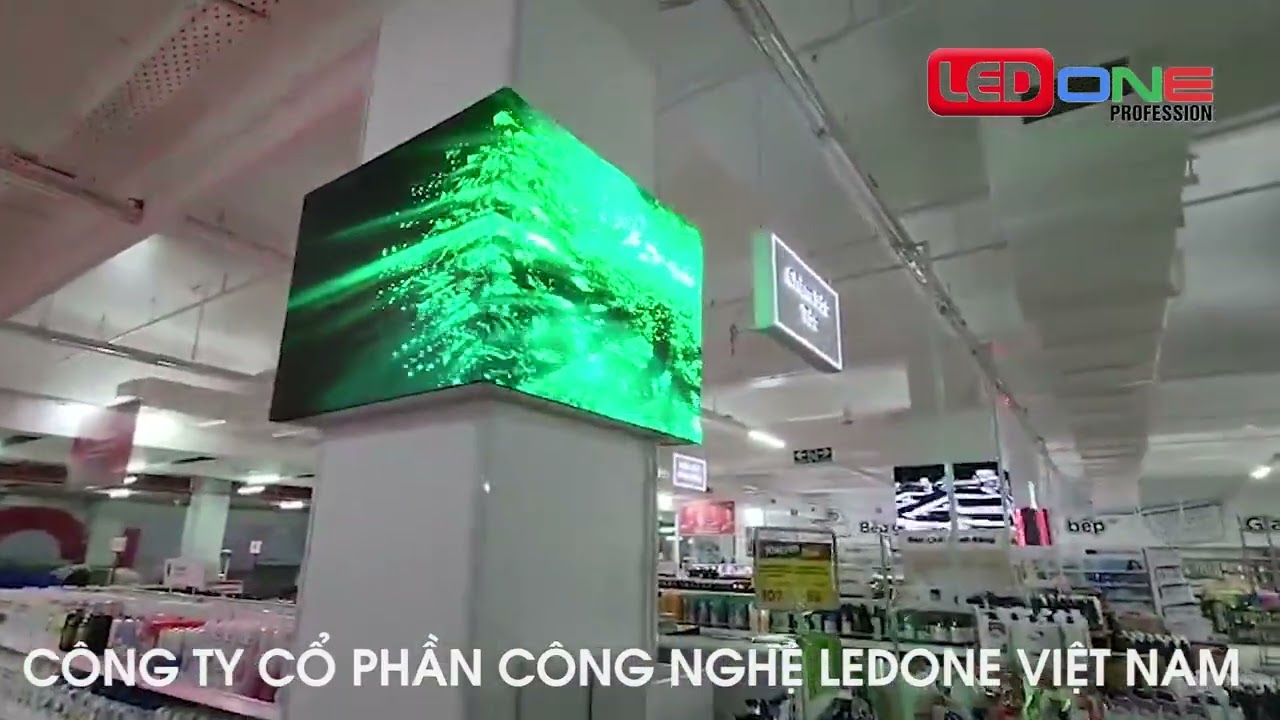 Siêu thị GO Quy Nhơn | Big C Quy Nhơn | Ledone lắp đặt dự án thầu màn hình LED P3 Kệ tủ hàng Mỹ phẩm