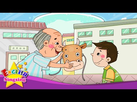 A Lazy Boy Who Became a Cow - What are you doing? (present progressive) - English story for Kids