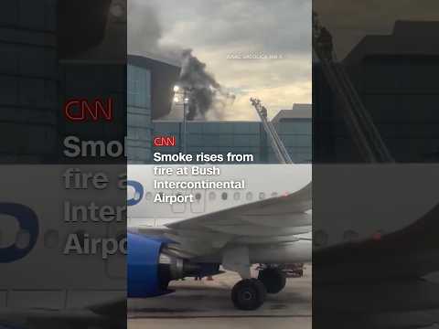 Smoke rises from fire at Bush Intercontinental Airport
