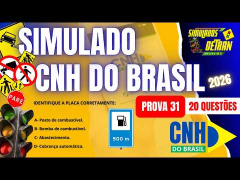 SIMULADO CNH DO BRASIL 2026 - NOVAS QUESTÕES PARA  EXAME TEÓRICO - PROVA 31 #simuladodetran2026 ✅