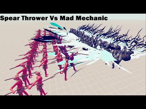 TABS 100v30 Spear Thrower Vs Mad Mechanic-Totally Accurate Battle Simulator