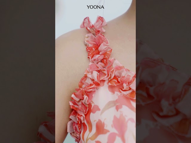 NHB9X569- Đầm tơ hoa