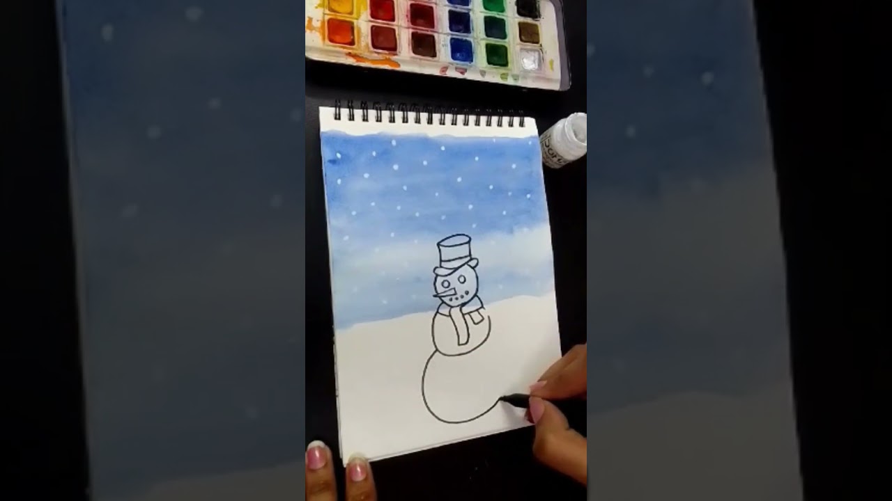 Snowman ☃️ Drawing I #christmas #merrychristmas #music