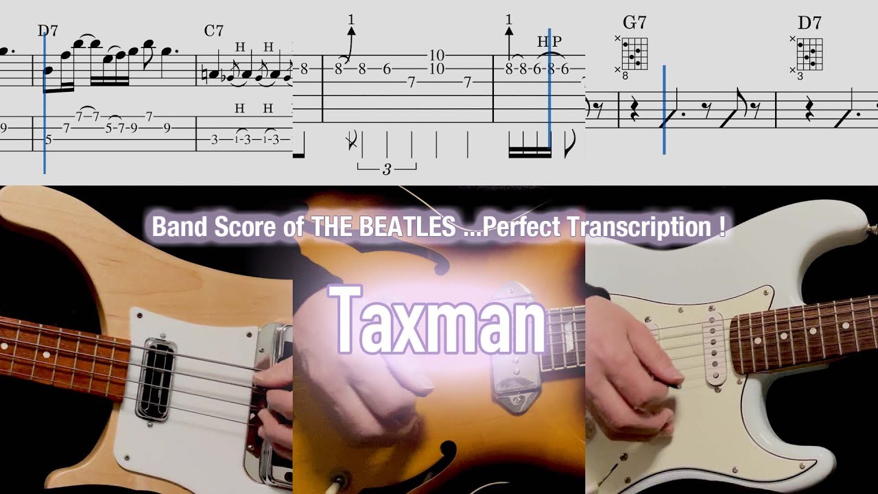 Score / TAB : Taxman - The Beatles - guitar, bass, drums, percussion