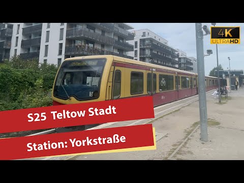 (4K) Abfahrt der S-Bahn Linie S25 am Bahnhof Yorkstraße in Berlin Kreuzberg
