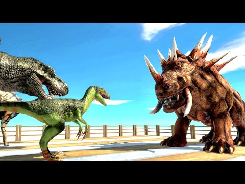 Hellhound fight All Dinosaurs | Animal Revolt Battle Simulator | DinoNerds
