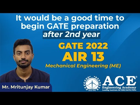 Mr. Mritunjay: It would be a good time to begin GATE preparation after 2nd year | AIR 13 GATE22 (ME)