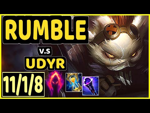 RUMBLE vs UDYR - 11/1/8 KDA JUNGLE GAMEPLAY - EUW Ranked MASTER