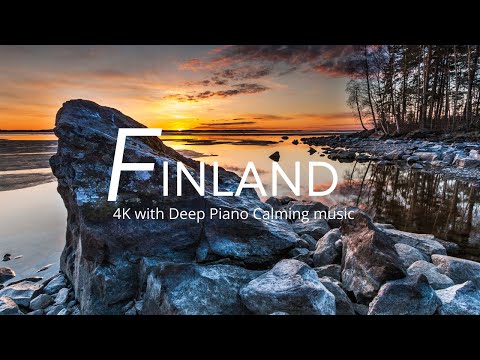 Flying Over Finland 4K Scenic Relaxing video with Deep Piano Calming music