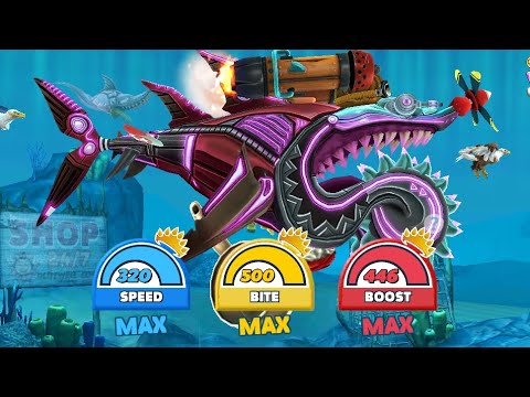 Neon Buzz Shark 🦈 (Maxed All Stats) with Pets - Hungry Shark World Full Gameplay HD | Gamerdude