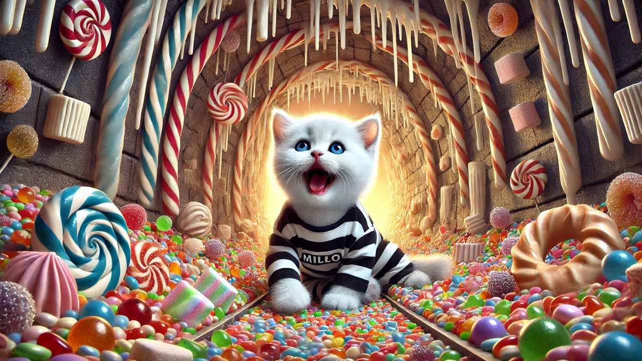 Cute cat 🐱 and candy island🍭🍬🍡 #aicat #cat #cutecat #kitten #cartoon #catlover #cute #aiimages