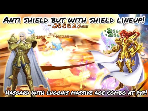 Saint Seiya: Awakening (KOTZ) - Anti-shield w/ Shield Lineup! Hasgard + Lugonis Massive AOE at PvP!