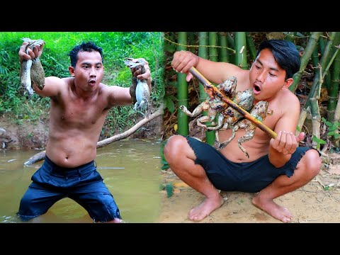 Adventure in the forest- Man catch frog and cooking -Eating delicious