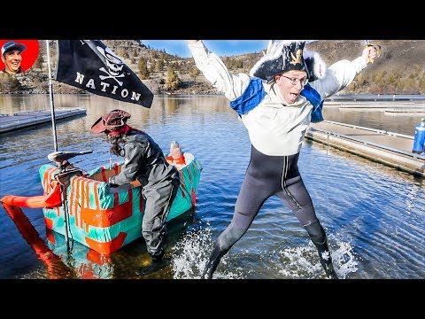 I Made a Cardboard Boat for $12 to Rescue Crashed Drone in Lake! Video