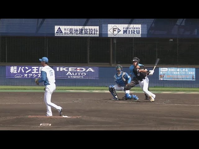 【ファーム】マリーンズ・山本大斗 左中間を破るタイムリー2ベースヒットで反撃開始!!  2024年6月6日 北海道日本ハムファイターズ 対 千葉ロッテマリーンズ