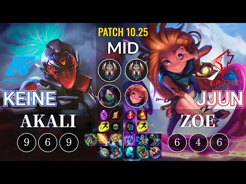 AF Keine Akali vs GRF jjun Zoe Mid - KR Patch 10.25