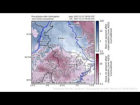 TerrSysMP monitoring run 2017-11-27 - precipitation after interception - NRW (24h)