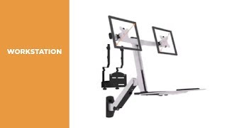 Dual Screen Gas Spring Computer Wall Mount with CPU Holder - DWS02-W02