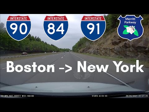 Boston to NY Drivelapse I-90, I-84, Merritt Pkwy