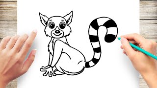 How to Draw Lemur Step by Step