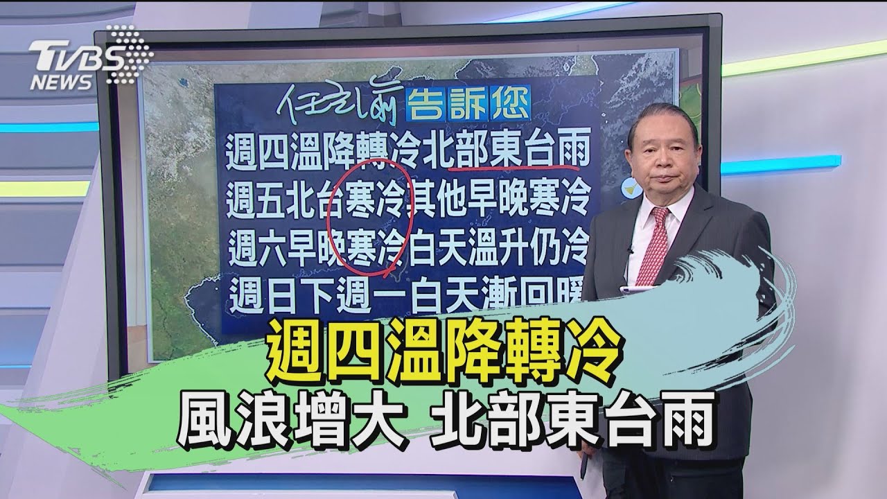 週四溫降轉冷 風浪增大北部東台雨