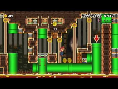 SXW-W8-3-Volcanic Pipeyard by Λłρħαχεηίσ - Super Mario Maker - No Commentary 1br