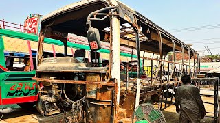Accidental Hino Bus Restoration in Local Workshop | How to Repair Accident Hino Bus