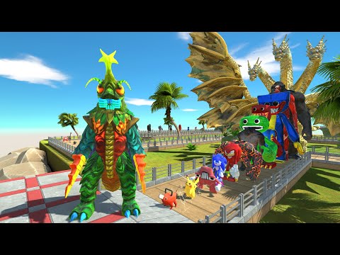 Megalon Colourful vs Ghidorah OASIS DEATH RUN - Animal Revolt Battle Simulator