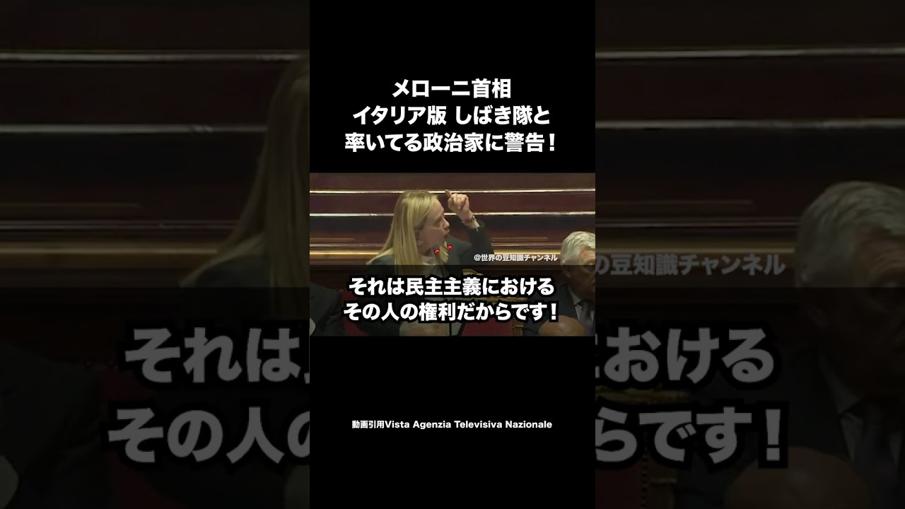 メローニ首相、イタリア版しばき隊とそれを率いてる政治家に警告！ #メローニ首相 #イタリア #高市早苗 #shorts