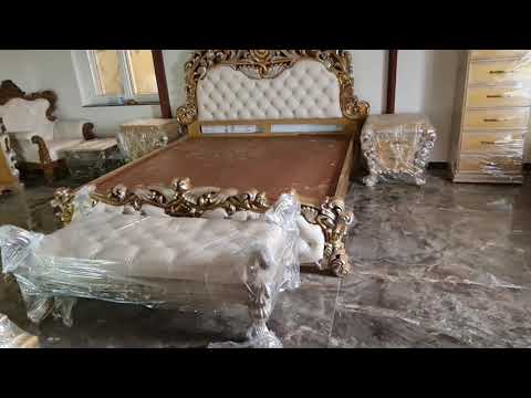 Mbk carved wooden double bed, with storage