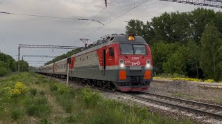 Электровоз ЭП1М-695 с пассажирским поездом 131М (Москва- Орск) #рязанскаяобласть