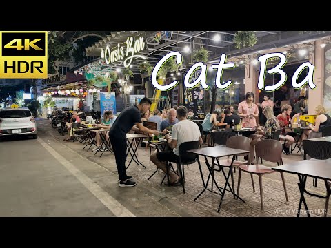 4K HDR | Night Walk Cat Ba Island in Hai Phong - Vietnam Walking Tour 2023