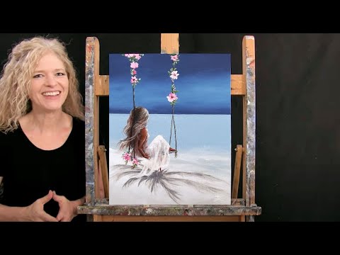 Learn How to Paint SUMMER SEASCAPE SWING with Acrylic Paint - Paint & Sip at Home - Portrait Lesson