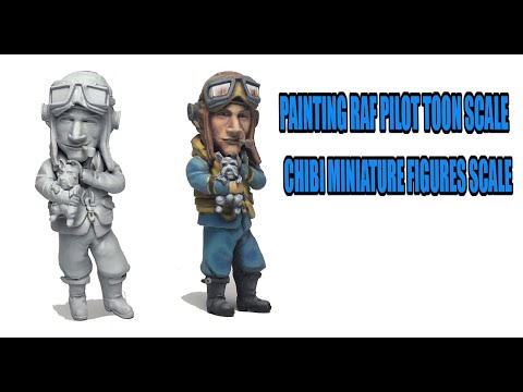 Painting miniature figures - World war 2 RAF pilot chibi/toon scale